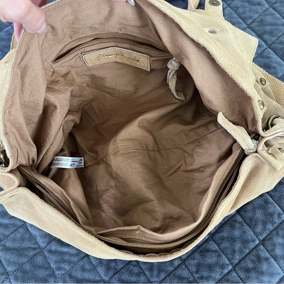 Free People Purse Bag Mojave Messenger Crossbody Leather Suede Tan Beige Boho - Picture 14 of 16